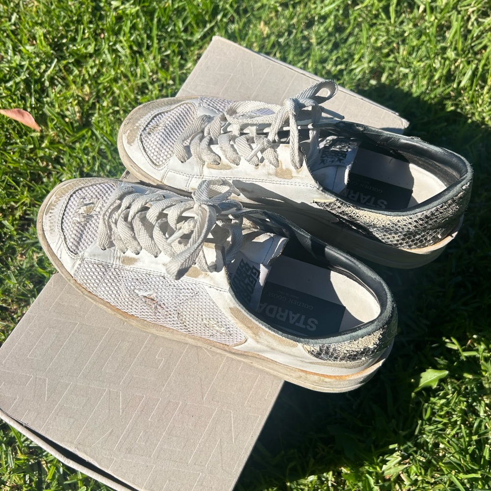 Golden Goose White and Black Star Sneakers
